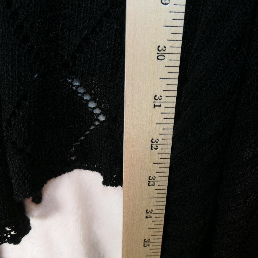 Lauren Michelle Cardigan Sweater Womens XL Black Open Knit Duster Semi Sheer - Picture 8 of 12